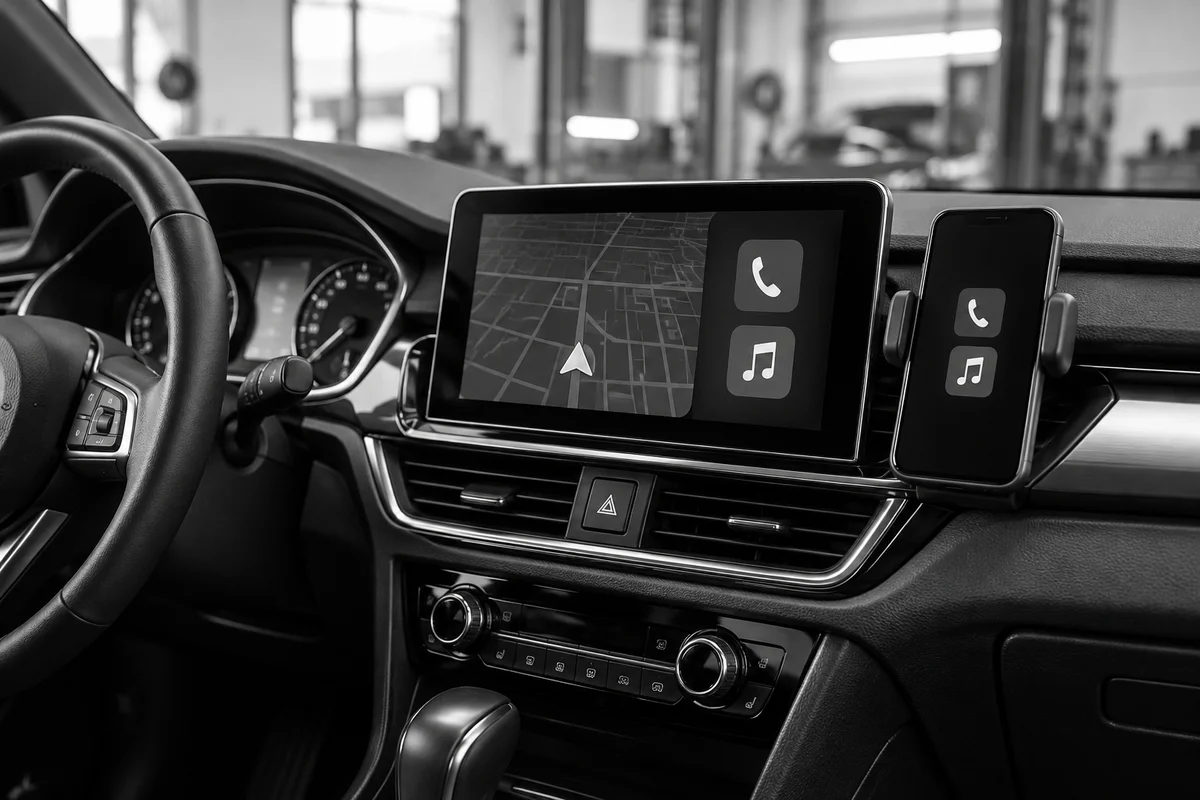ИИ-иллюстрация: CarPlay и Android Auto